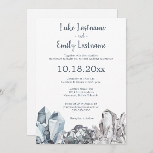 ジオードと宝石のウェディング 招待状 (正面/裏面)