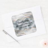 ジオードの偽シルバー ゴールド ホワイト アゲート ウォーターカラー セーブ スクエアシール (封筒)