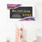 ジオードアゲートスライス宝石ウルトラヴァイオレットパープル 横断幕 (インサイチュ)