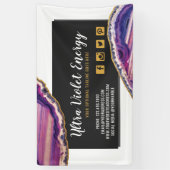 ジオードアゲートスライス宝石ウルトラヴァイオレットパープル 横断幕 (縦)