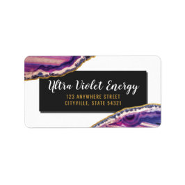 ジオードアゲートスライス宝石 ウルトラバイオレットパープル ラベル