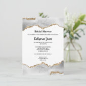 ジオードシック金ゴールドホワイトエーゲート水彩ブライダル 招待状 (スタンド正面)