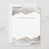 ジオードシック金ゴールドホワイトエーゲート水彩ブライダル 招待状 (裏面)