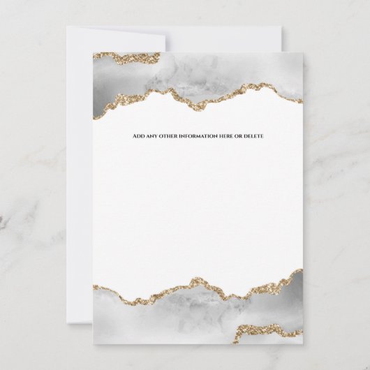 ジオードシック金ゴールドホワイトエーゲート水彩ブライダル 招待状 (裏面)