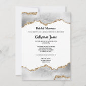 ジオードシック金ゴールドホワイトエーゲート水彩ブライダル 招待状 (正面)