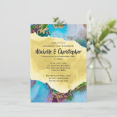 ジオードピーコック抽象芸術エージェートモダン色 招待状 (スタンド正面)