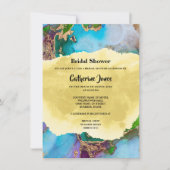 ジオード抽象的なピーコックカラーの水彩アゲート 招待状 (正面)