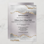 ジオード水彩ゴールドシルバーアゲートウェディング 招待状 (正面/裏面)