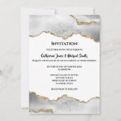 ジオード水彩 フェイクゴールド ホワイトアゲート エレガント 招待状 (正面)