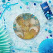 ジオード金ゴールドフェイクブルーエージェート水色のシックパーティー ペーパープレート (パーティー)