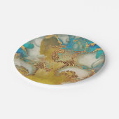 ジオード金ゴールドフェイクブルーエージェート水色のシックパーティー ペーパープレート (アングル)