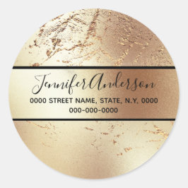ジオード金ゴールドメタリックルックきらめく大理石テクスチャ ラウンドシール
