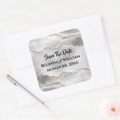 ジオード風のシルバー ゴールド ホワイト アゲート ウォーターカラー シック スクエアシール (封筒)