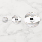 ジオード フェイクゴールド ホワイト ウォーターカラー アゲート シック コンフェッティ (正面)