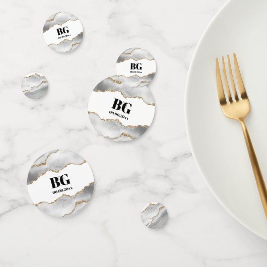 ジオード フェイクゴールド ホワイト ウォーターカラー アゲート シック コンフェッティ (グループ)