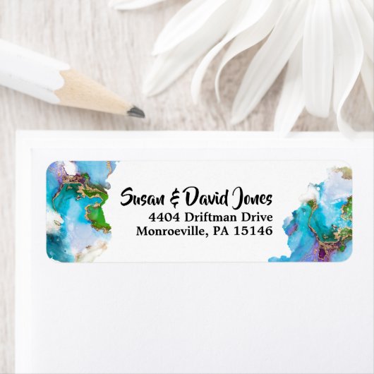 ジオーフェイクド金ゴールドブルーピーコックアゲート宝石モダン石 ラベル (インサイチュ)