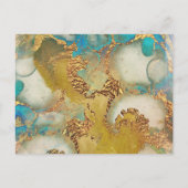 ジオーフェイクド金ゴールド青水晶水彩色 インビテーションポストカード (裏面)