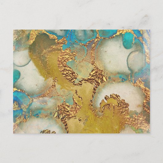 ジオーフェイクド金ゴールド青水晶水彩色 インビテーションポストカード (裏面)