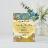 ジオーフェイクド金ゴールド青水晶水彩色 インビテーションポストカード (スタンド正面)