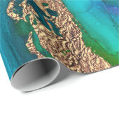 ジオーフェイクド金ゴールド青紫アゲート水彩シック ラッピングペーパー (ロールコーナー)