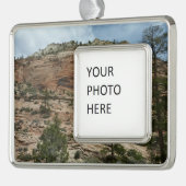 ジオ擦り切れたン国立公園の岩壁 シルバープレートフレームオーナメント (左)