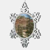 ジオ擦り切れたン国立公園の岩壁 スノーフレークピューターオーナメント (右)