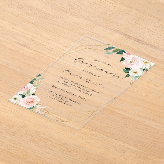 ジオ澄んアクリルフローラキンセアニェラ アクリル招待状 (レイダウン)