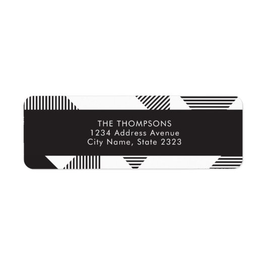 ジオ白黒ストライプ差出人住所 ラベル (正面)
