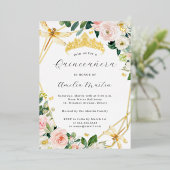 ジオ赤面フローラドラゴンフライキンセアニェラ金ゴールド 箔招待状 (立ち正面)