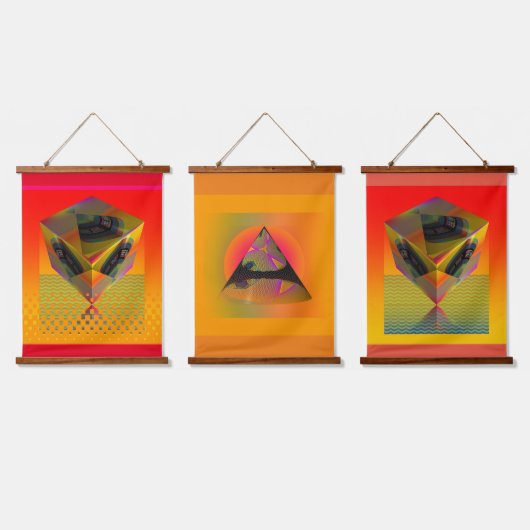 ジオ・ウッド・トッピング・ウォール・タペストリー 吊り下げ型タペストリー (トリプル)