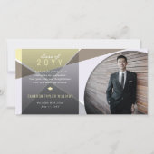 ジオ・グレイ十字カラーブロックフォト卒業 サンキューカード (正面)