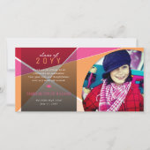 ジオ・ピーチ十字カラーブロック写真卒業 サンキューカード (正面)