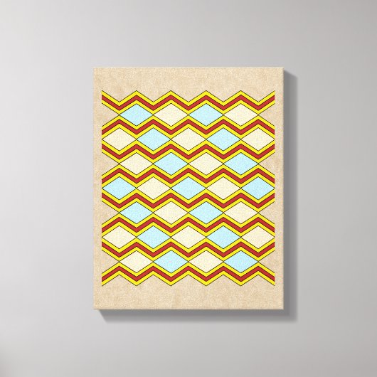 ジガグアンドダイヤモンド抽象芸術アート キャンバスプリント (正面)