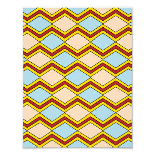 ジガグアンドダイヤモンド抽象芸術アート フォトプリント           