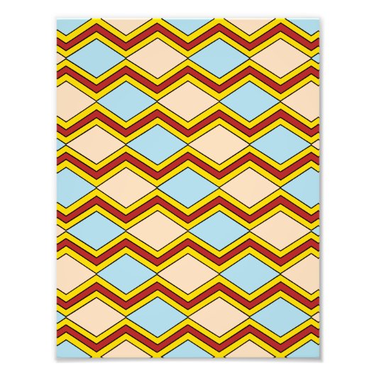 ジガグアンドダイヤモンド抽象芸術アート フォトプリント (正面)