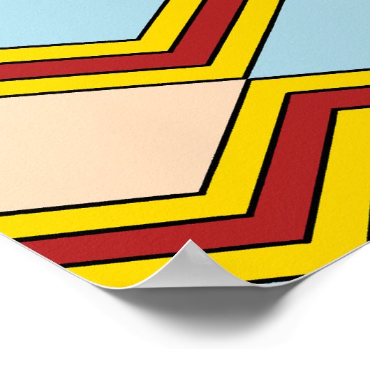 ジガグアンドダイヤモンド抽象芸術アート ポスター (角)