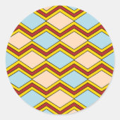 ジガグアンドダイヤモンド抽象芸術アート ラウンドシール (正面)