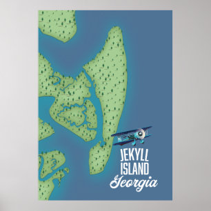 ジキル島ジョージアの地図 ポスター