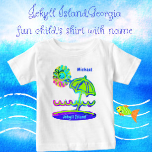ジキル島ジョージアビーチアンブレラサンアンドウェーブズ ベビーTシャツ