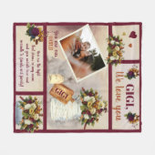 ジギウラブユーフォト秋フローラ |スクリプト文字 フリースブランケット (正面(横))