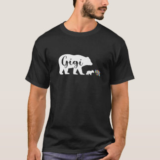 ジギベア自閉症認識愛支援家族AUT Tシャツ
