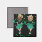 ジギーを得るゴールデンレトリバーのアイルランドの草原ダンサー マグネット (正面/裏面)