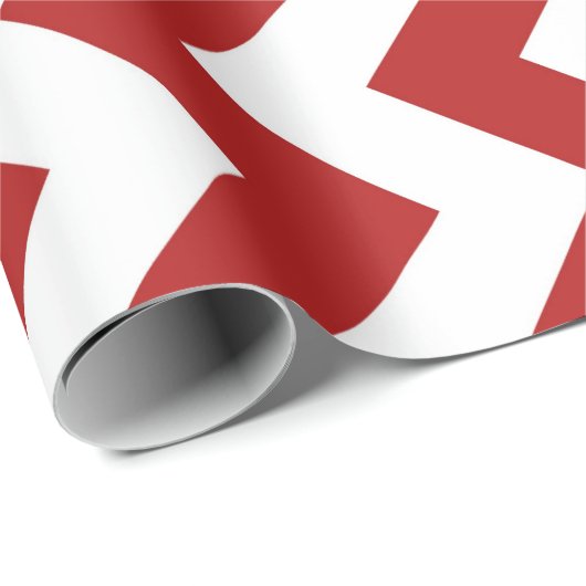 ジグはっきりしたグ赤と白パターのギフトラップ ラッピングペーパー (ロールコーナー)