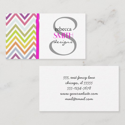 ジグカラフルグザグザグザグザクカラフルロン 名刺 (正面/裏面)