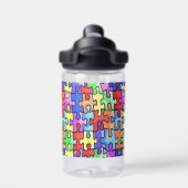 ジグカラフルソーパズルパタパーソナライズされたーン ウォーターボトル (背面)