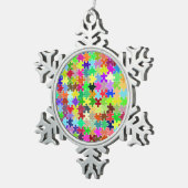 ジグカラフルソーパズルパターン スノーフレークピューターオーナメント (右)