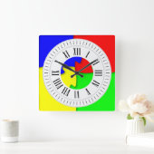 ジグカラフルソーパズルピースローマ時間、分 スクエア壁時計 (ホーム)