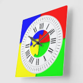 ジグカラフルソーパズルピースローマ時間、分 スクエア壁時計 (傾斜)