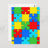 ジグカラフルソーパズル模様 ポストカード (正面/裏面)