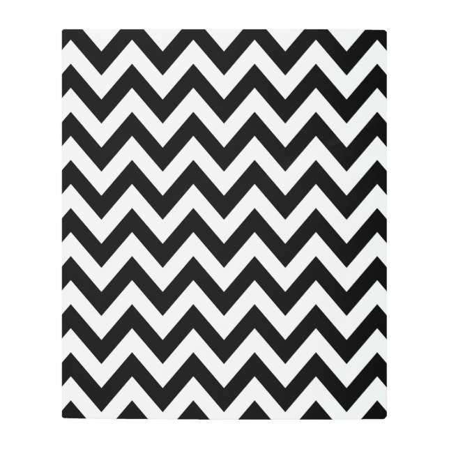 ジグザク模様黒と白の山形 メタルプリント (正面)